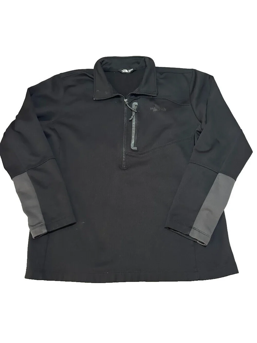 The North Face Men XL Black Gray 1/2 Zip Pullover Jacket Outdoors Long Sleeve